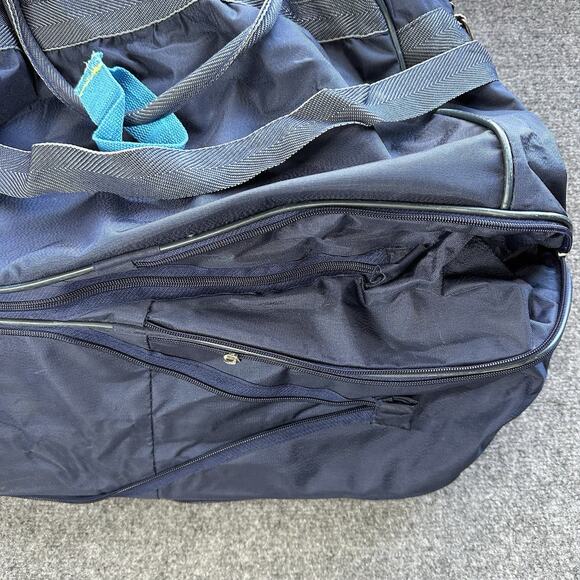 Vintage Rolling Travel Accordion Style Zip Up Folding Bag Carrying JAPAN Blue - Picture 6 of 11